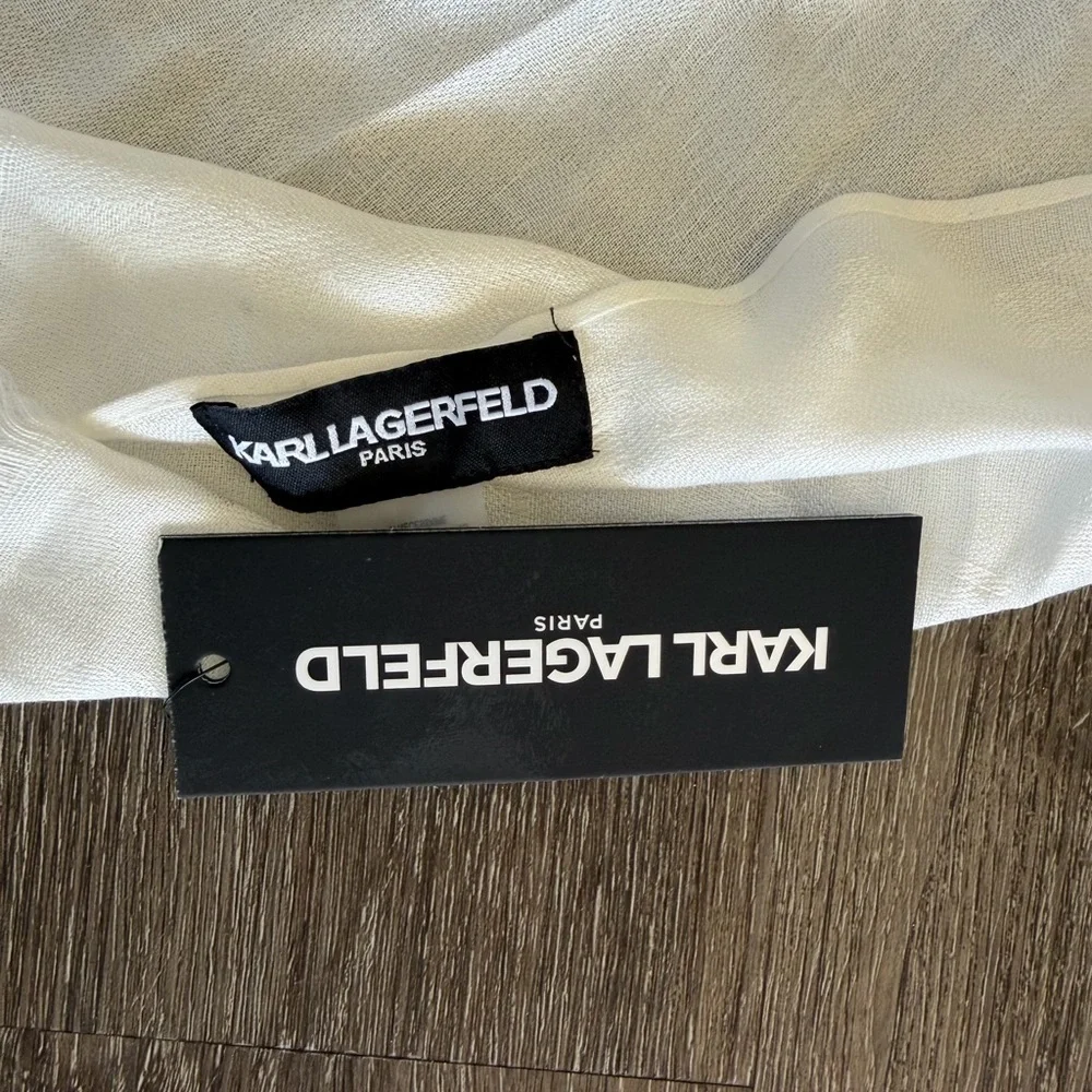 Karl Lagerfeld Cream Fringe Scarf